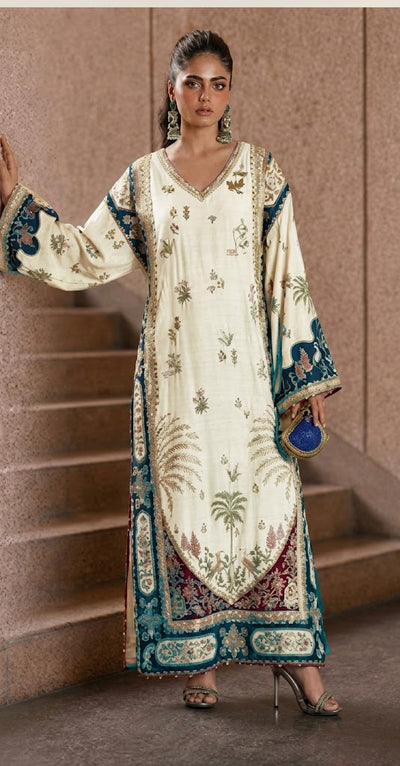 Ethnic Viral Kaftaan HM-001 Pearl White